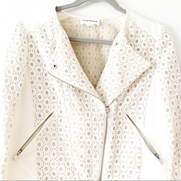 Club Monaco Quilted Lace Cream Jacket 4 - Picture 3 of 11